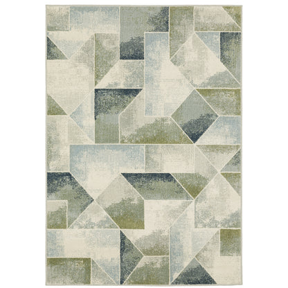 Oriental Weavers Branson BR10A soft transitional rug featuring textured design in blue/ green tones