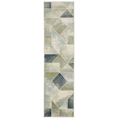 Oriental Weavers Branson BR10A soft transitional rug featuring textured design in blue/ green tones