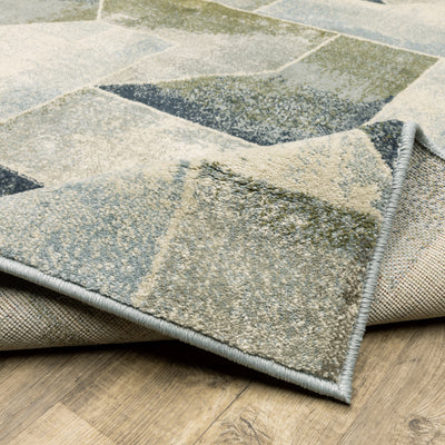 Oriental Weavers Branson BR10A soft transitional rug featuring textured design in blue/ green tones