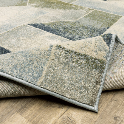 Oriental Weavers Branson BR10A soft transitional rug featuring textured design in blue/ green tones