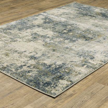 Oriental Weavers Branson BR12A soft transitional rug featuring textured design in beige/ teal tones