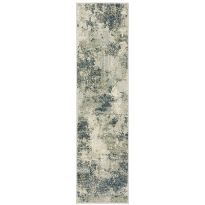 Oriental Weavers Branson BR12A soft transitional rug featuring textured design in beige/ teal tones