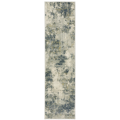Oriental Weavers Branson BR12A soft transitional rug featuring textured design in beige/ teal tones