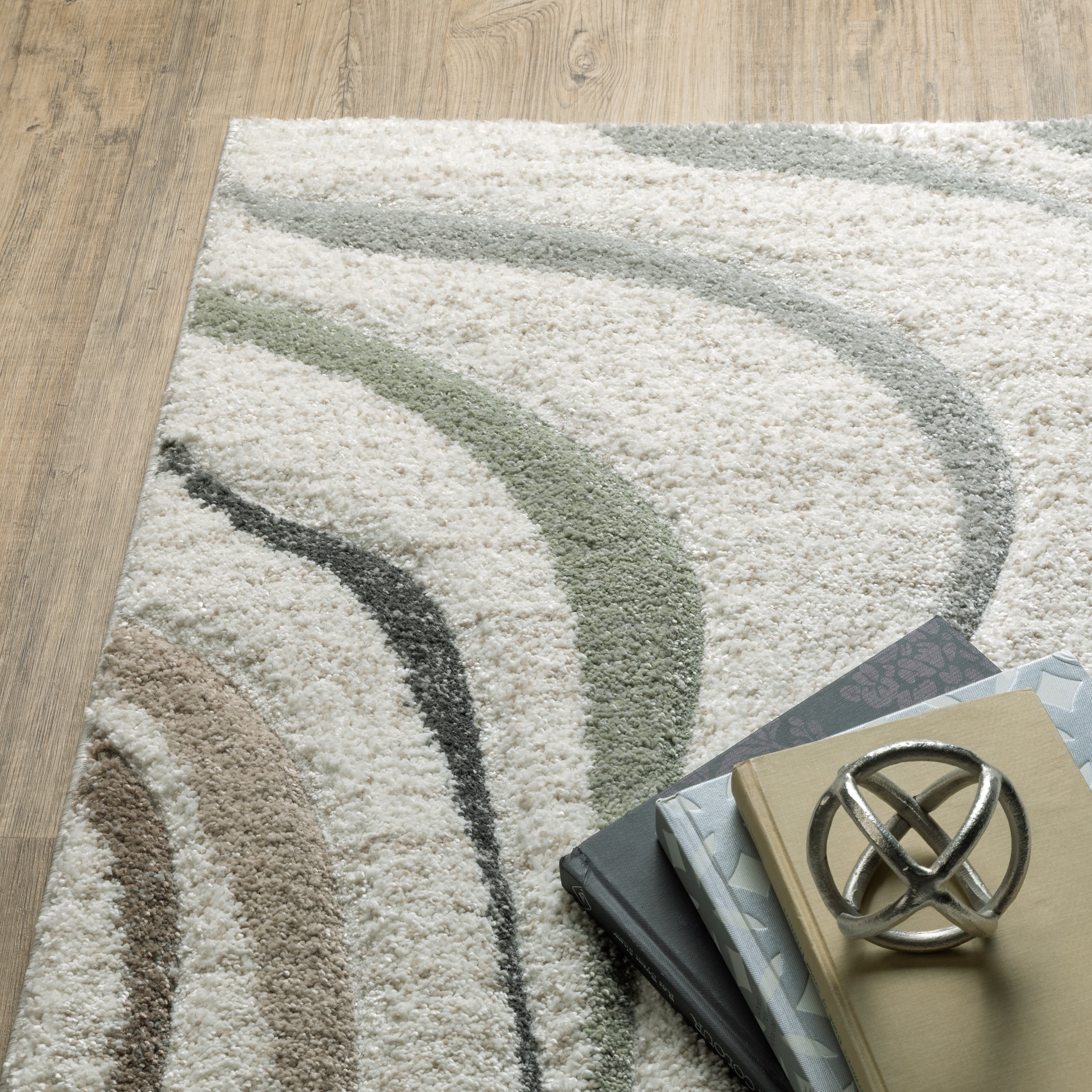 Oriental Weavers Cambria 162W2 plush modern rug featuring abstract pattern in beige/ multi tones
