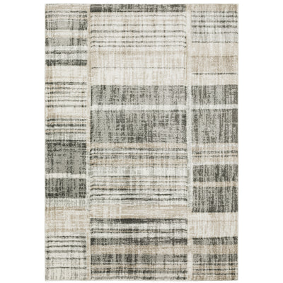 Oriental Weavers Cambria 055X2 plush modern rug featuring abstract pattern in tan/ charcoal tones