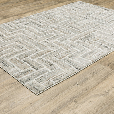 Oriental Weavers Cambria 093L2 plush modern rug featuring abstract pattern in ivory/ beige tones