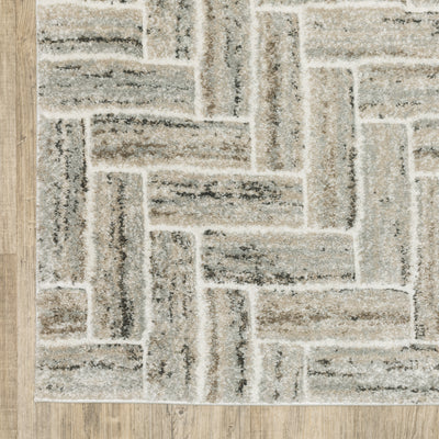 Oriental Weavers Cambria 093L2 plush modern rug featuring abstract pattern in ivory/ beige tones