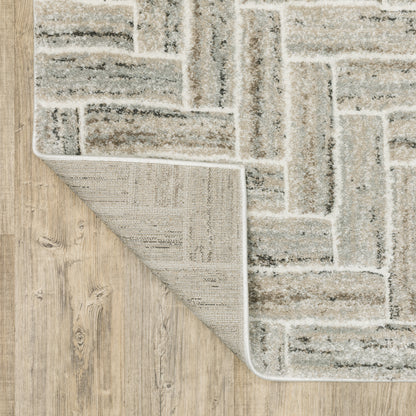 Oriental Weavers Cambria 093L2 plush modern rug featuring abstract pattern in ivory/ beige tones