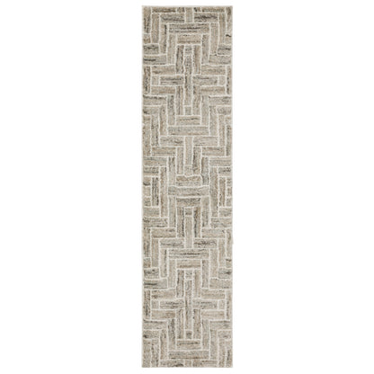 Oriental Weavers Cambria 093L2 plush modern rug featuring abstract pattern in ivory/ beige tones