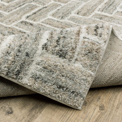 Oriental Weavers Cambria 093L2 plush modern rug featuring abstract pattern in ivory/ beige tones