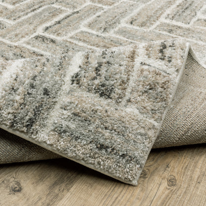 Oriental Weavers Cambria 093L2 plush modern rug featuring abstract pattern in ivory/ beige tones
