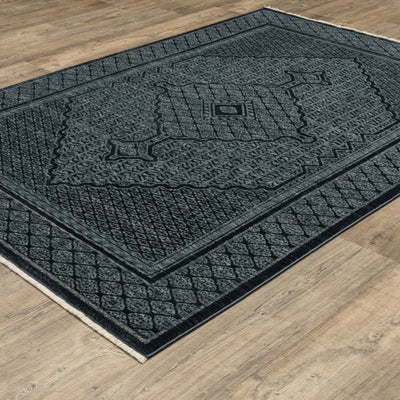 Oriental Weavers Capella CAP01 soft transitional rug featuring textured design in blue/ teal tones