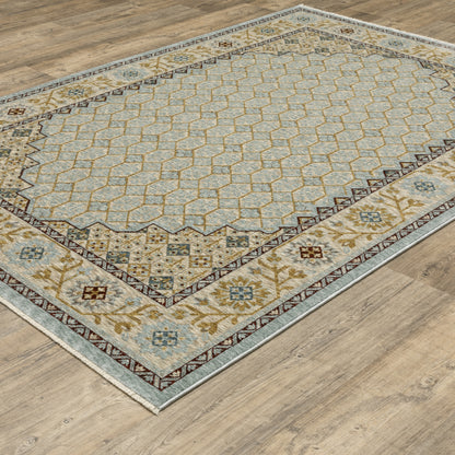 Oriental Weavers Capella CAP02 soft transitional rug featuring textured design in pale blue/ gold tones
