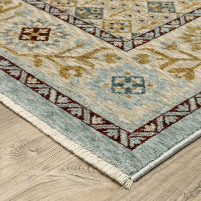 Oriental Weavers Capella CAP02 soft transitional rug featuring textured design in pale blue/ gold tones