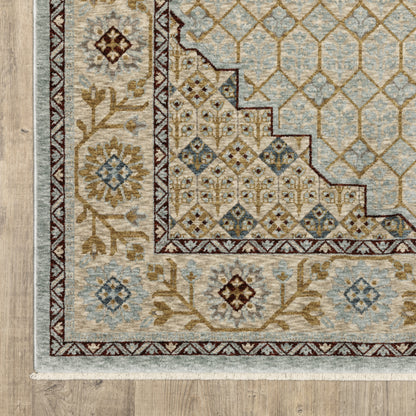 Oriental Weavers Capella CAP02 soft transitional rug featuring textured design in pale blue/ gold tones