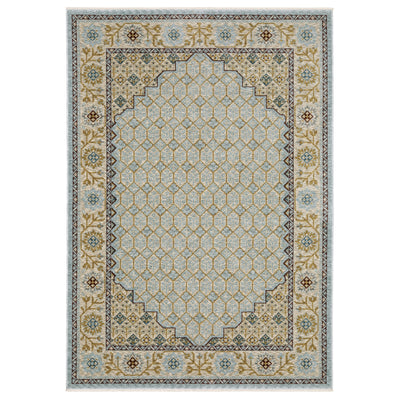 Oriental Weavers Capella CAP02 soft transitional rug featuring textured design in pale blue/ gold tones