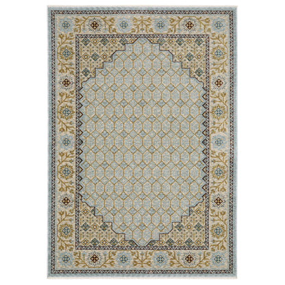 Oriental Weavers Capella CAP02 soft transitional rug featuring textured design in pale blue/ gold tones