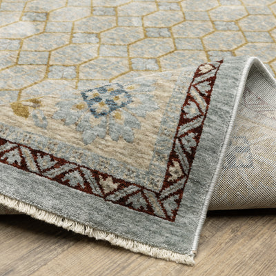 Oriental Weavers Capella CAP02 soft transitional rug featuring textured design in pale blue/ gold tones