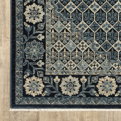 Oriental Weavers Capella CAP03 soft transitional rug featuring textured design in deep blue/ ivory tones