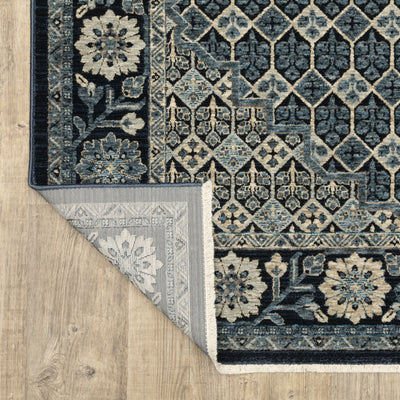 Oriental Weavers Capella CAP03 soft transitional rug featuring textured design in deep blue/ ivory tones