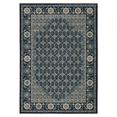 Oriental Weavers Capella CAP03 soft transitional rug featuring textured design in deep blue/ ivory tones