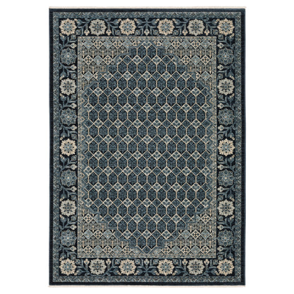 Oriental Weavers Capella CAP03 soft transitional rug featuring textured design in deep blue/ ivory tones