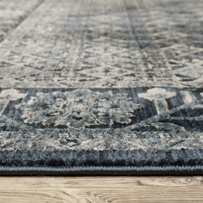 Oriental Weavers Capella CAP03 soft transitional rug featuring textured design in deep blue/ ivory tones