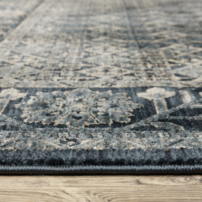 Oriental Weavers Capella CAP03 soft transitional rug featuring textured design in deep blue/ ivory tones