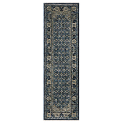 Oriental Weavers Capella CAP03 soft transitional rug featuring textured design in deep blue/ ivory tones