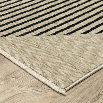 Oriental Weavers Capella CAP04 soft transitional rug featuring textured design in beige/ deep navy tones