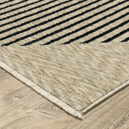 Oriental Weavers Capella CAP04 soft transitional rug featuring textured design in beige/ deep navy tones