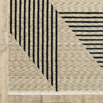 Oriental Weavers Capella CAP04 soft transitional rug featuring textured design in beige/ deep navy tones