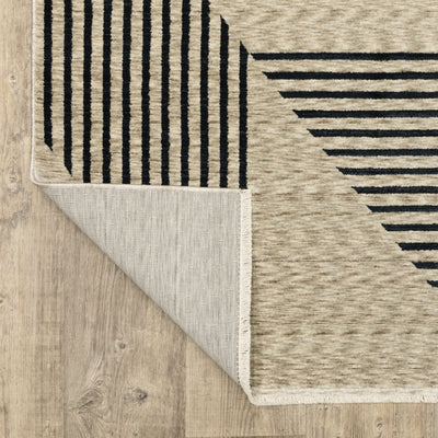 Oriental Weavers Capella CAP04 soft transitional rug featuring textured design in beige/ deep navy tones