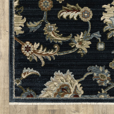 Oriental Weavers Capella CAP05 soft transitional rug featuring textured design in navy blue/ multi tones