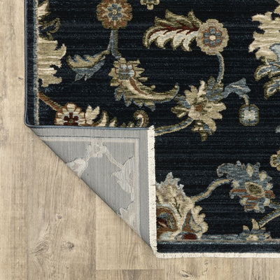 Oriental Weavers Capella CAP05 soft transitional rug featuring textured design in navy blue/ multi tones