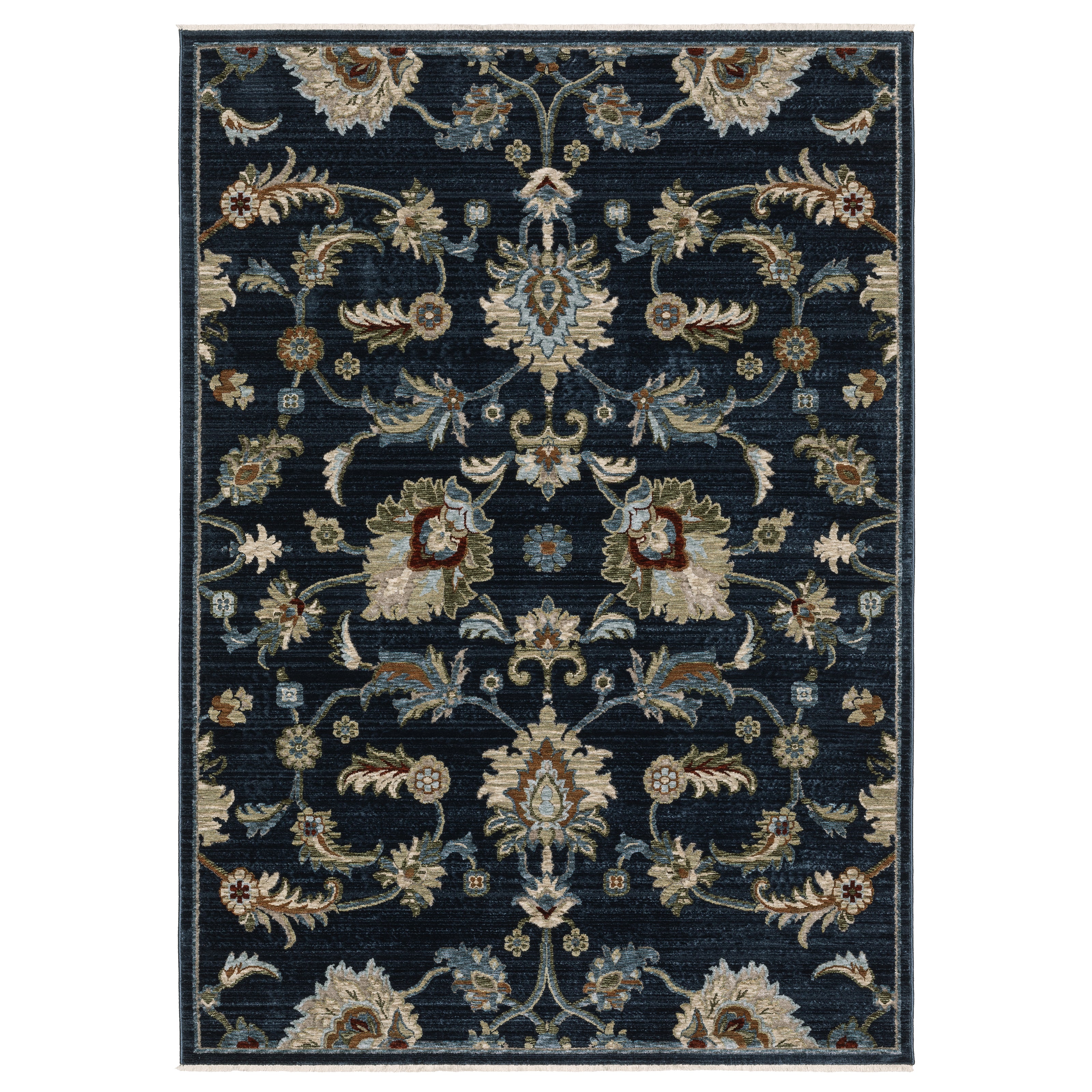 Oriental Weavers Capella CAP05 soft transitional rug featuring textured design in navy blue/ multi tones