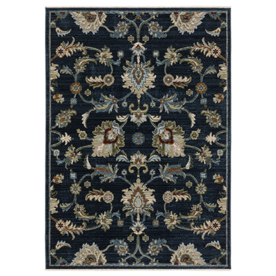 Oriental Weavers Capella CAP05 soft transitional rug featuring textured design in navy blue/ multi tones