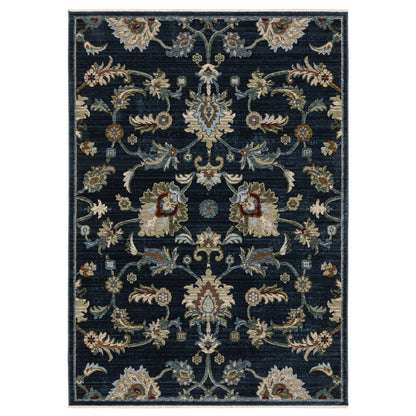 Oriental Weavers Capella CAP05 soft transitional rug featuring textured design in navy blue/ multi tones