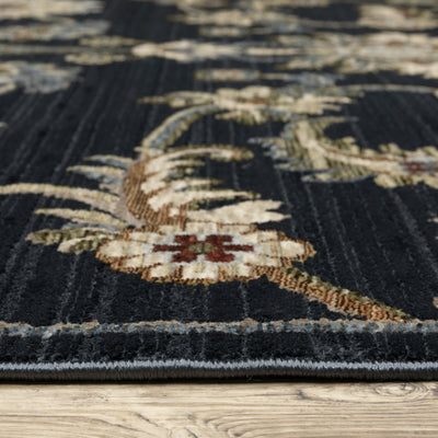 Oriental Weavers Capella CAP05 soft transitional rug featuring textured design in navy blue/ multi tones
