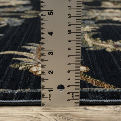 Oriental Weavers Capella CAP05 soft transitional rug featuring textured design in navy blue/ multi tones