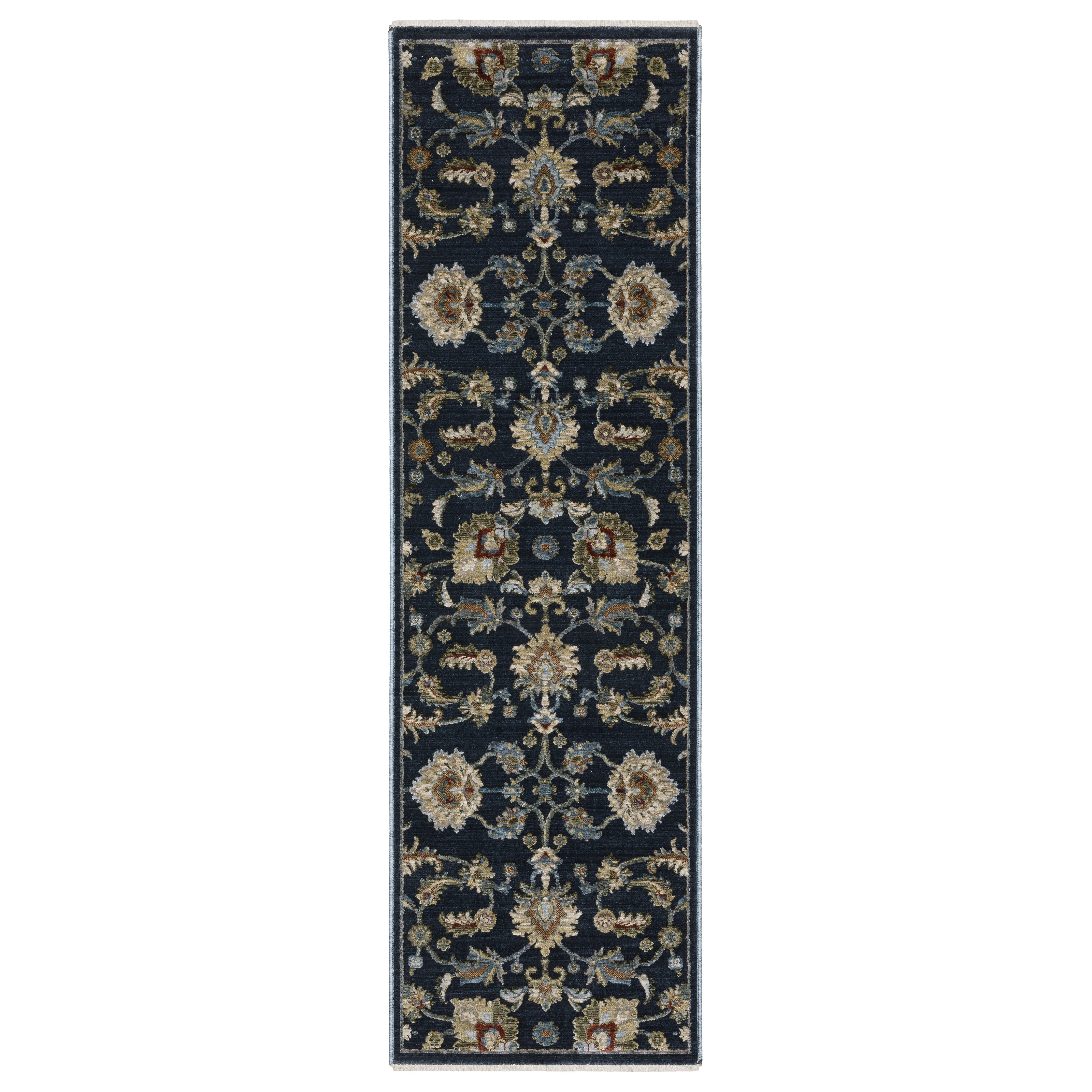 Oriental Weavers Capella CAP05 soft transitional rug featuring textured design in navy blue/ multi tones