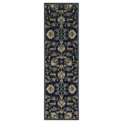 Oriental Weavers Capella CAP05 soft transitional rug featuring textured design in navy blue/ multi tones
