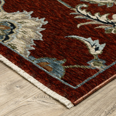 Oriental Weavers Capella CAP06 soft transitional rug featuring textured design in red/ multi tones