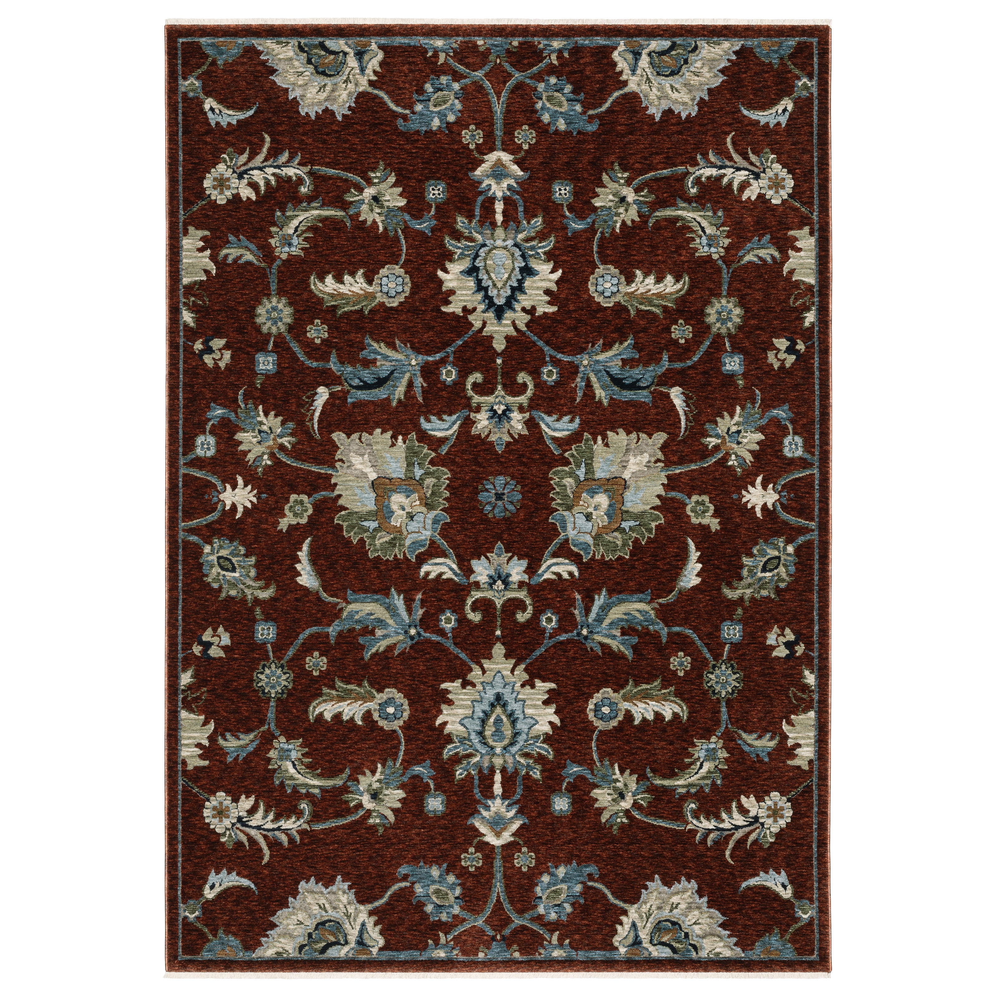 Oriental Weavers Capella CAP06 soft transitional rug featuring textured design in red/ multi tones