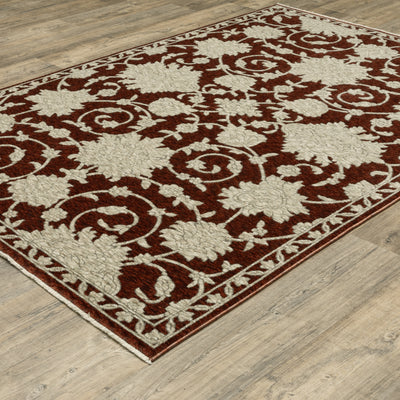 Oriental Weavers Capella CAP08 soft transitional rug featuring textured design in rust red/ beige tones