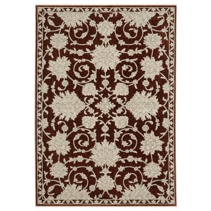 Oriental Weavers Capella CAP08 soft transitional rug featuring textured design in rust red/ beige tones