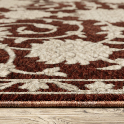 Oriental Weavers Capella CAP08 soft transitional rug featuring textured design in rust red/ beige tones