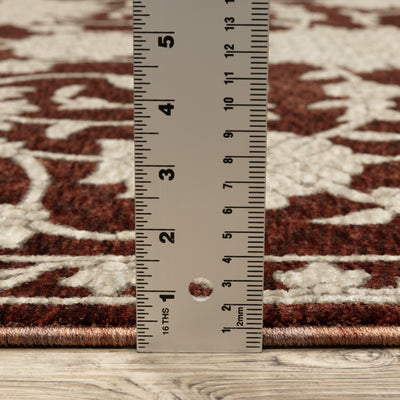 Oriental Weavers Capella CAP08 soft transitional rug featuring textured design in rust red/ beige tones