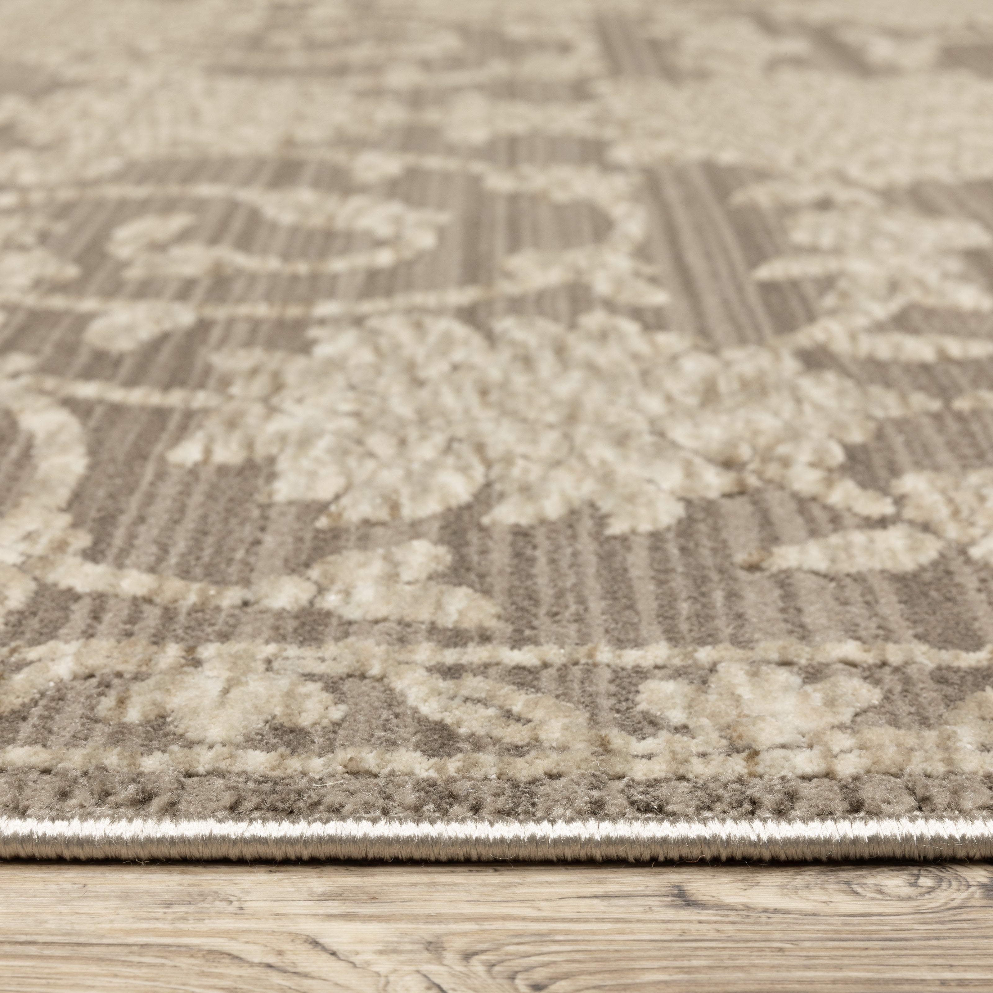 Oriental Weavers Capella CAP09 soft transitional rug featuring textured design in grey/ beige tones
