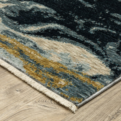 Oriental Weavers Capella CAP10 soft transitional rug featuring textured design in navy blue/ teal tones